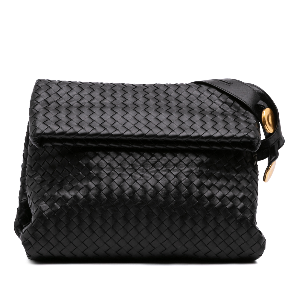 Pre-Loved Bottega Veneta Small Nappa Intrecciato Fold Over Flap Crossbody